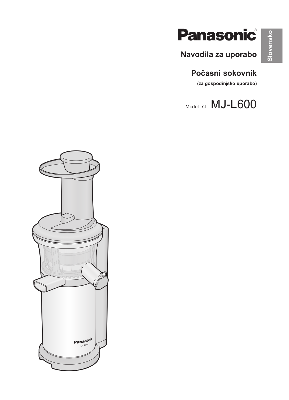 Panasonic MJ-L600 User Manual