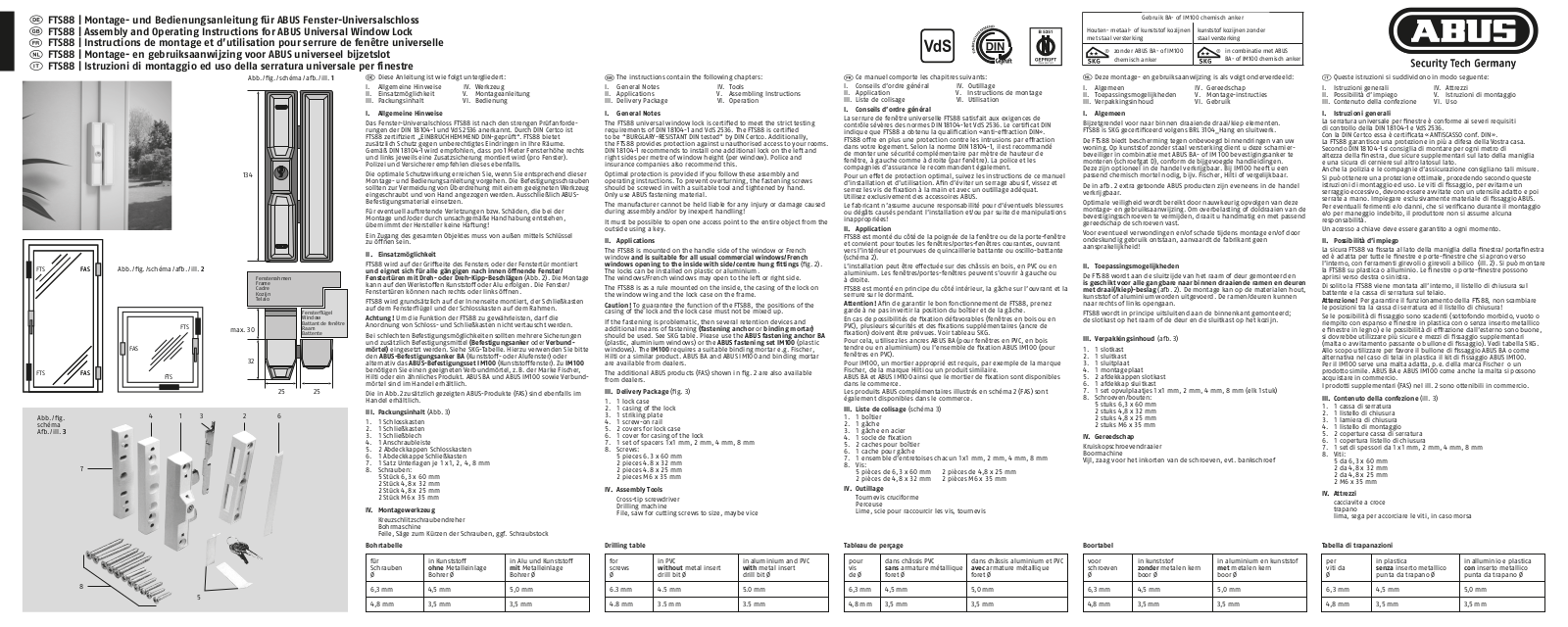 ABUS FTS88 Assembly instructions