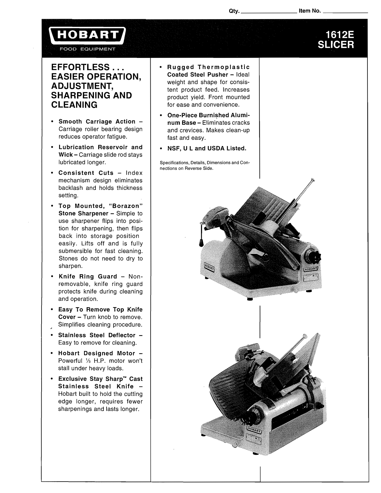 Hobart 1612E User Manual
