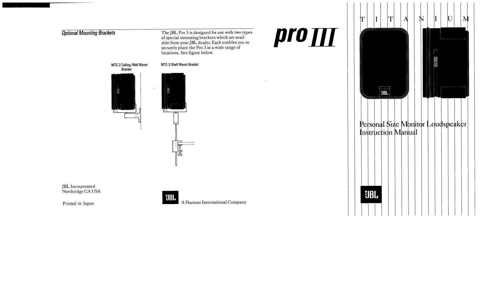 JBL PRO III User Manual