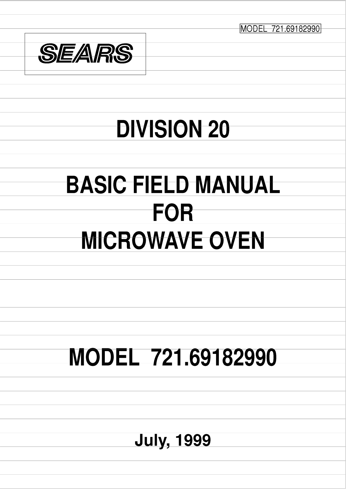 Kenmore 721.69182 Service Manual