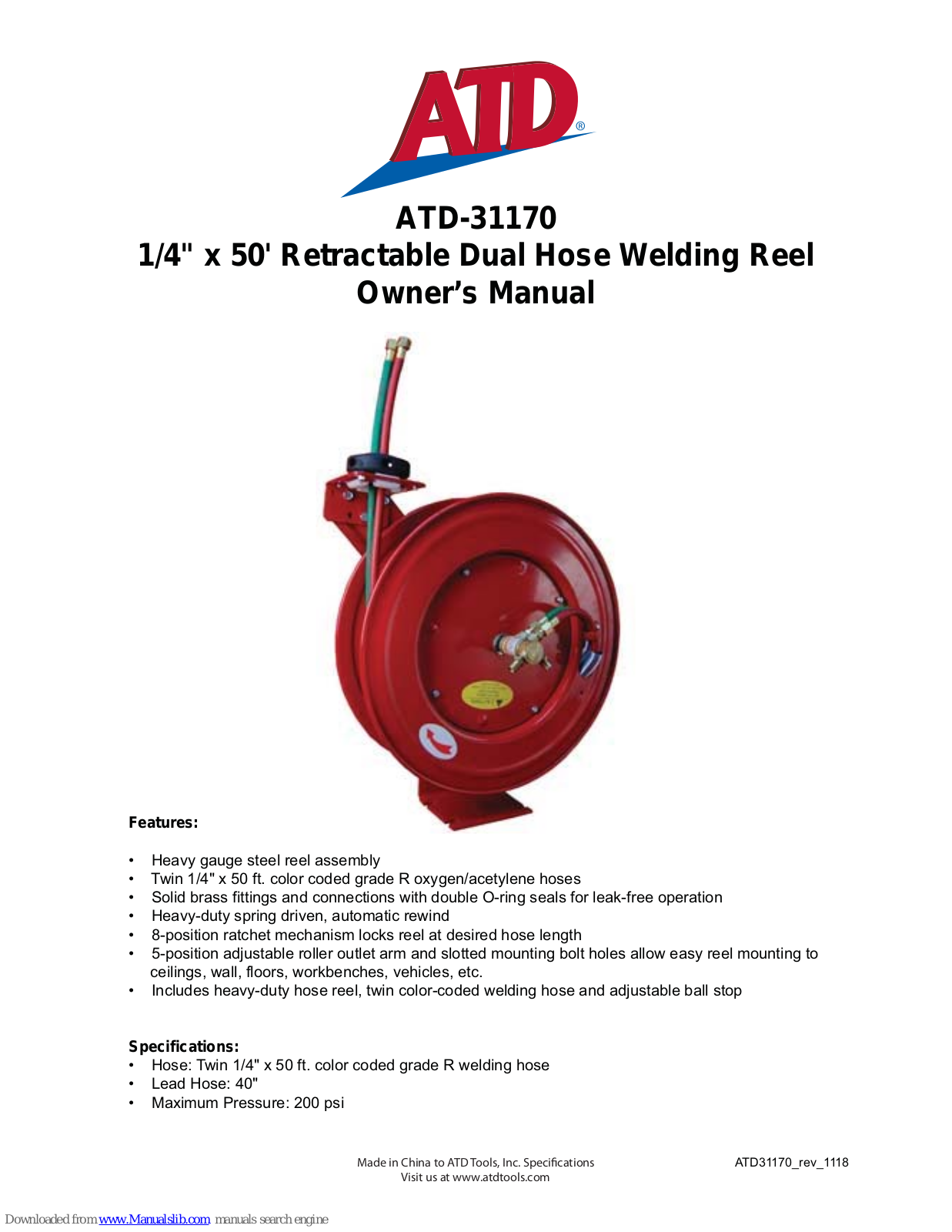 ATD Tools ATD-31170 Owner's Manual