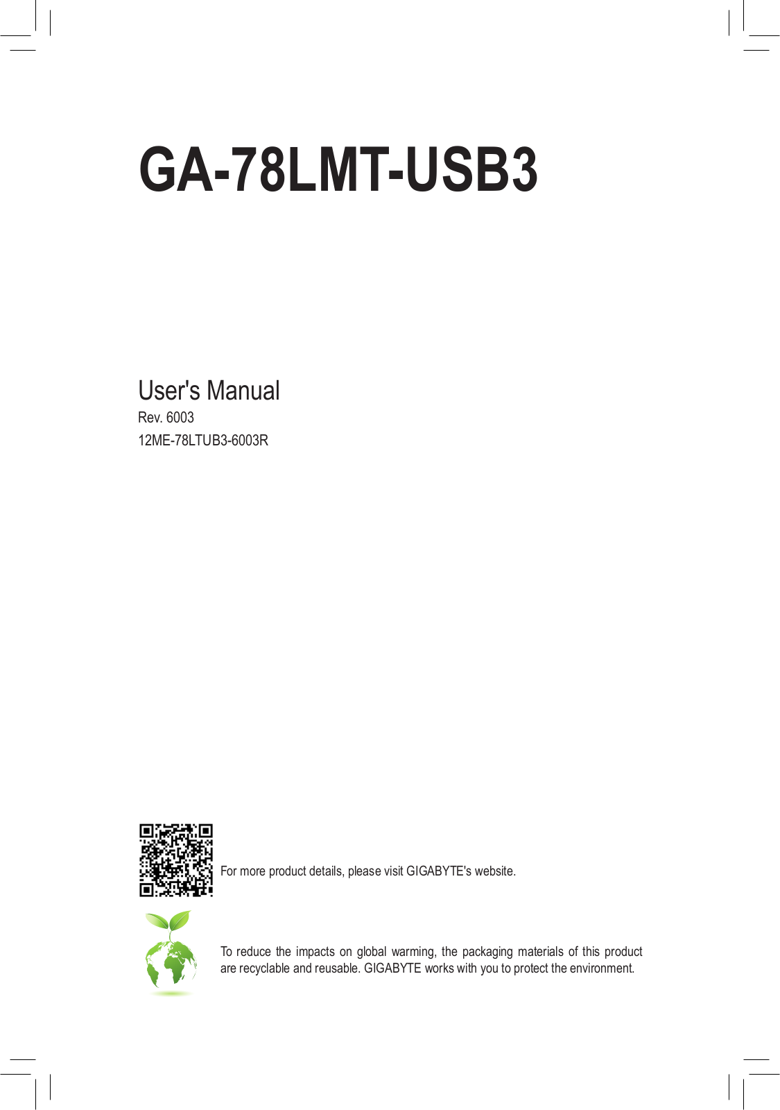 GIGABYTE GA-78LMT-USB3 R2 User Manual