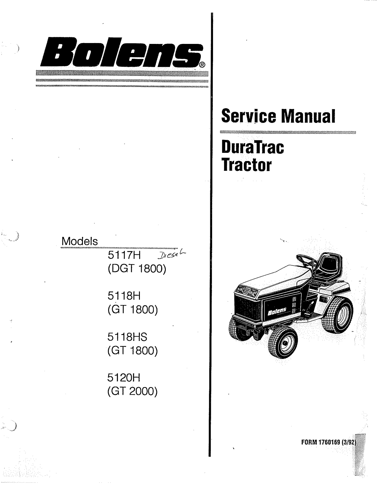 Bolens DuraTrac 5117H, DuraTrac 5118H, DuraTrac 5118HS, DuraTrac 5120H Service Manual