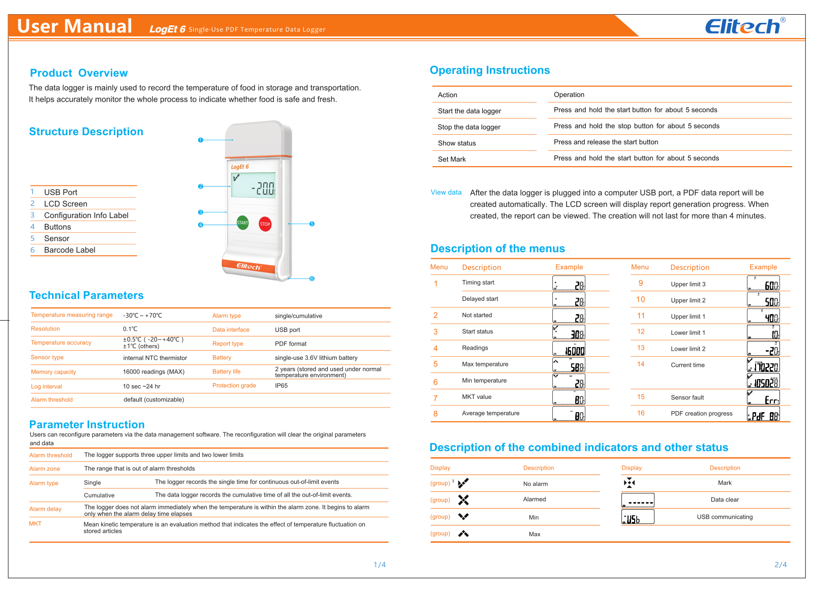 Elitech Loget 6 User Manual