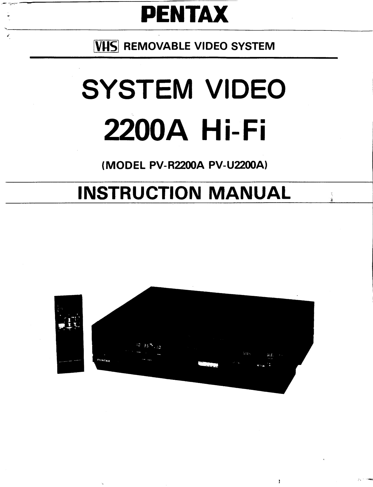 Pentax pv-r2200a, pv-u2200a Instruction Manual