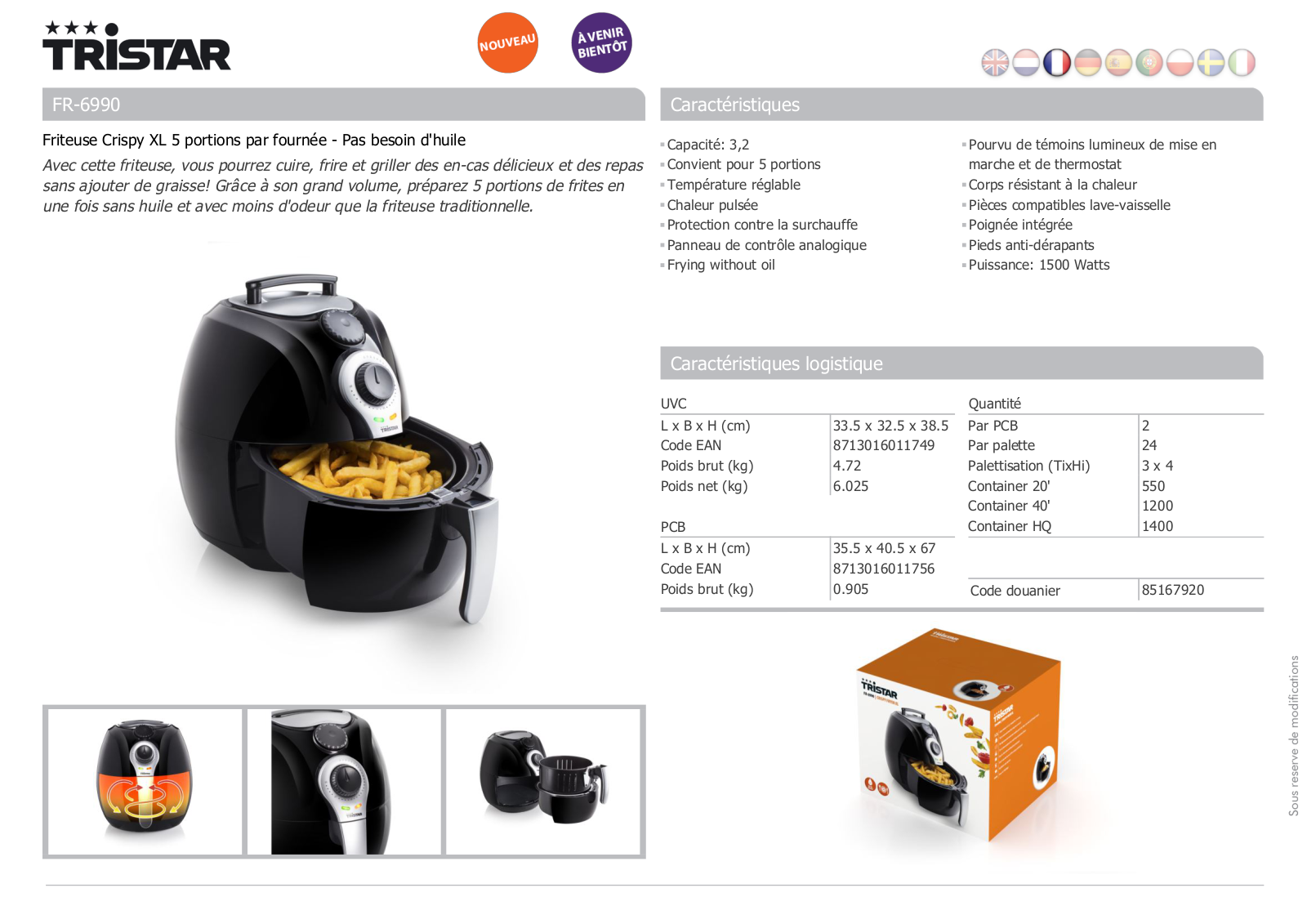 Tristar FR-6990 product sheet