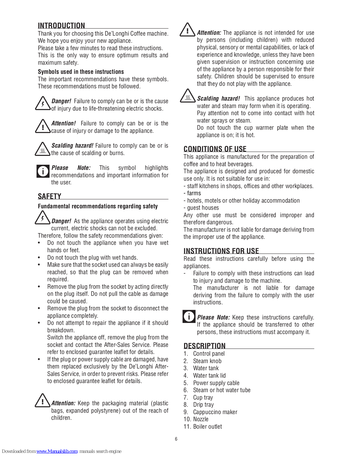 DeLonghi Icona ECO 310.BK, Icona ECO 310.B, Icona ECO 310.W, Icona ECO 310.R User Manual