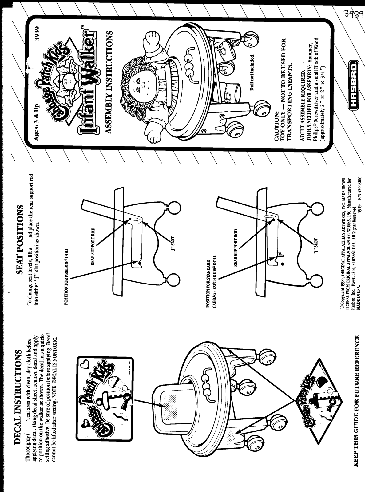 HASBRO Cabbage Patch Kids Infant Walker User Manual