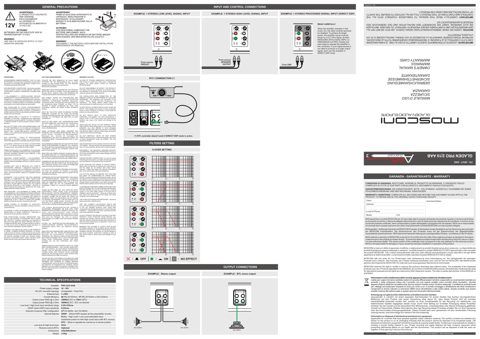 Mosconi PRO210AAB User guide - ManualMachine.com