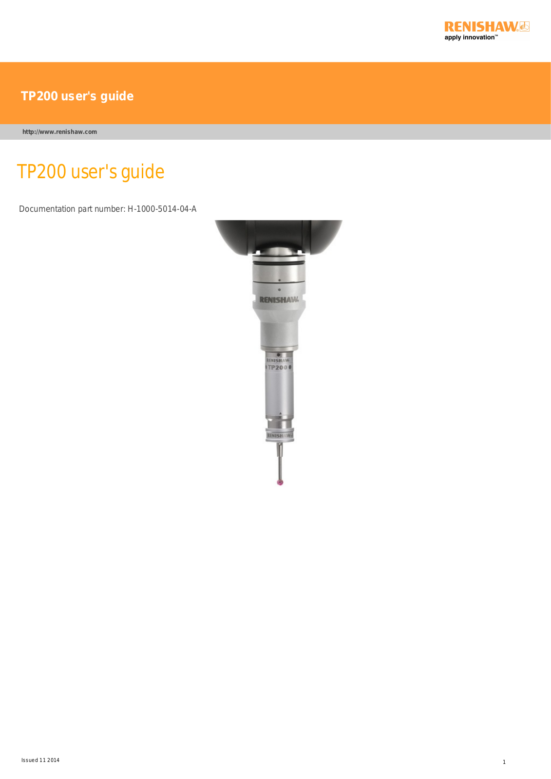 renishaw TP200 Users Guide