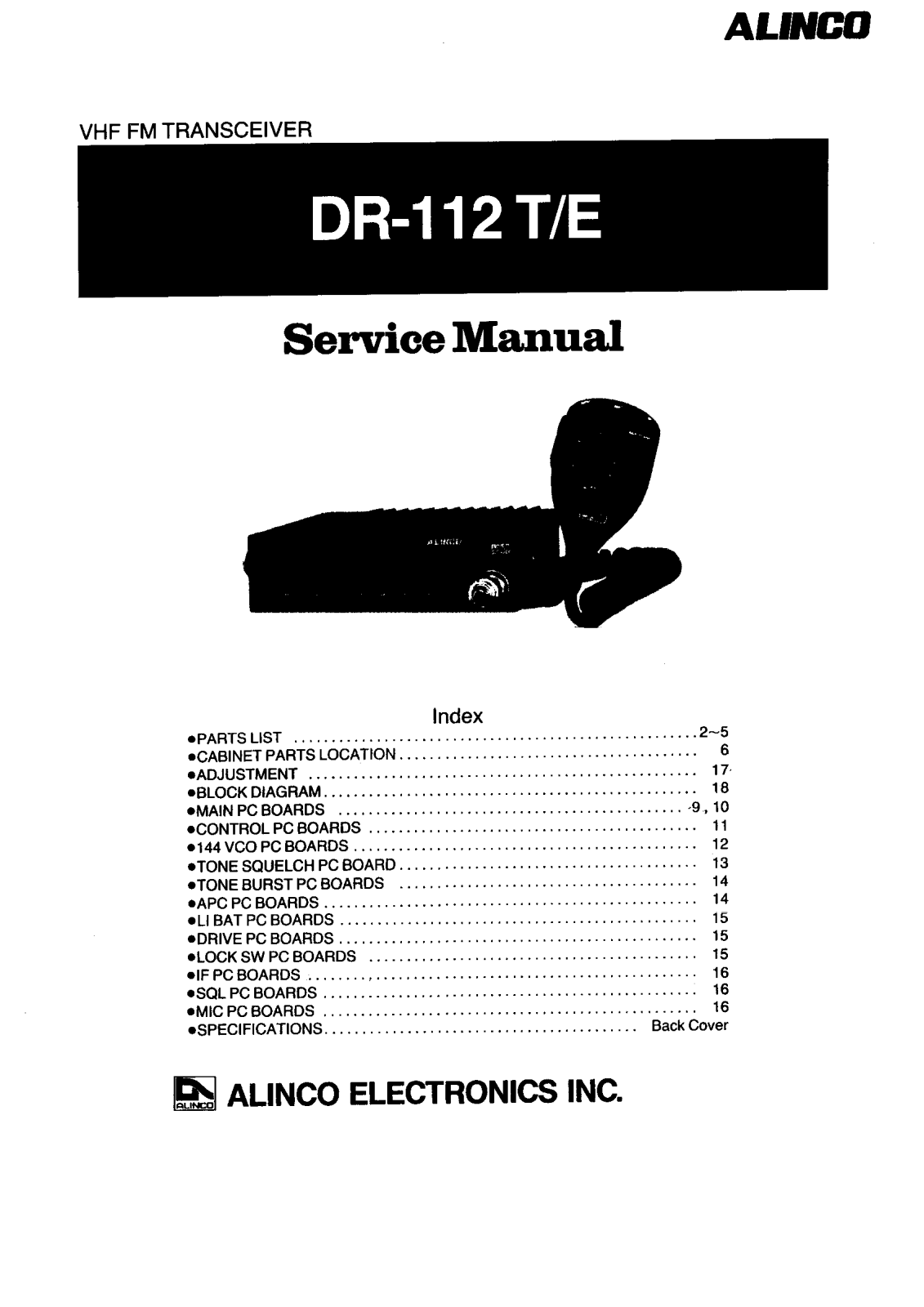 Alinco DR-112E, DR-112T Service manual