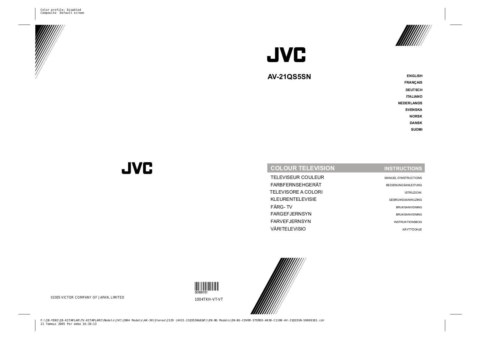 JVC AV-21QS5SN User Manual