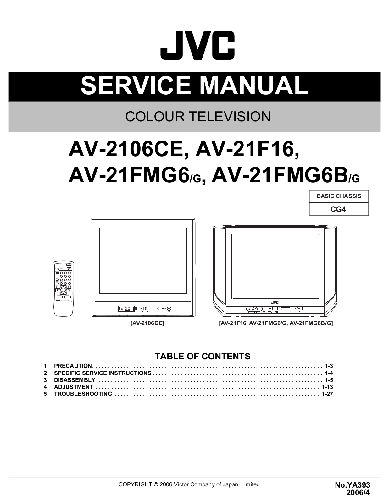 jvc AV-2106CE, AV-21F16, AV-21FMG6-G, AV-21FMG6B-G Service Manual