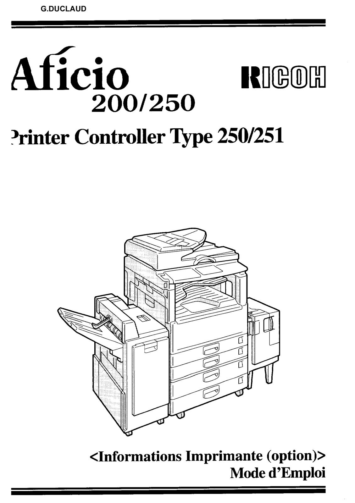 Ricoh AFICIO 250 User Manual