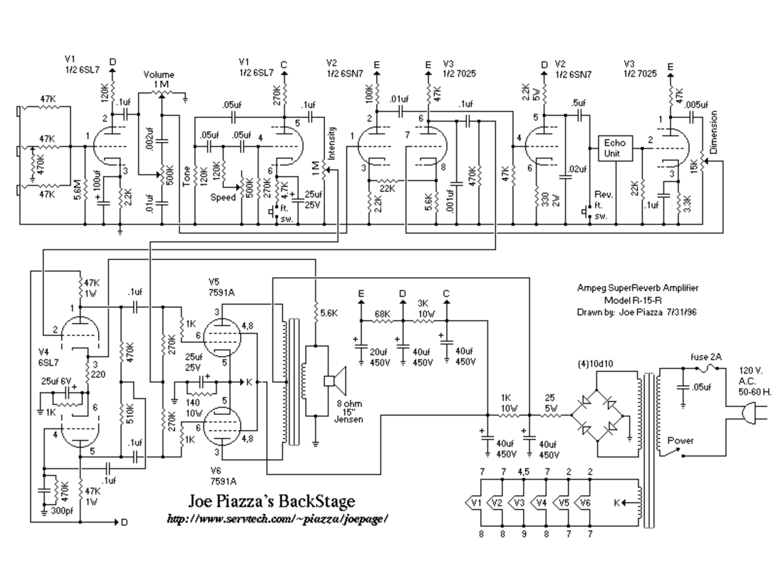 Ampeg R-15R Schematic