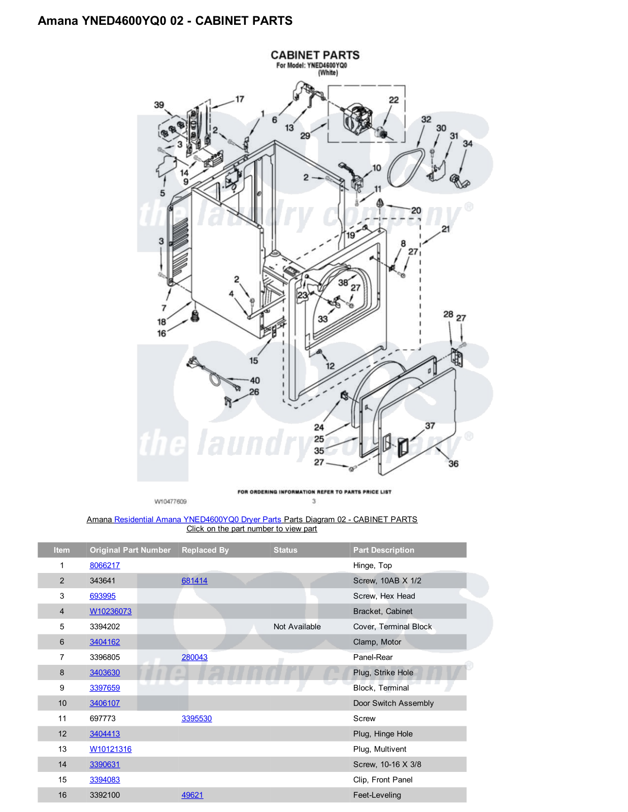 Amana YNED4600YQ0 Parts Diagram