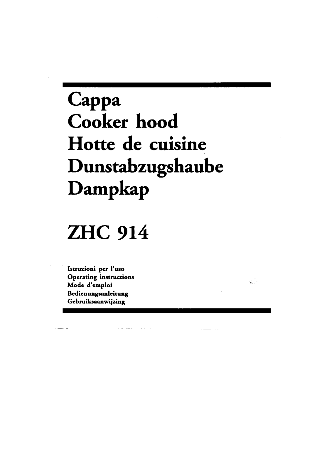 Zanussi ZHC914X User Manual