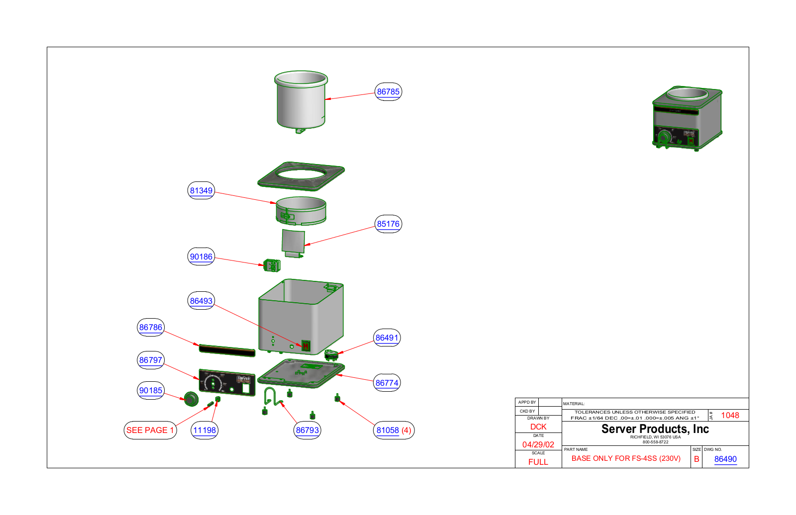 Server 86490 Parts Manual