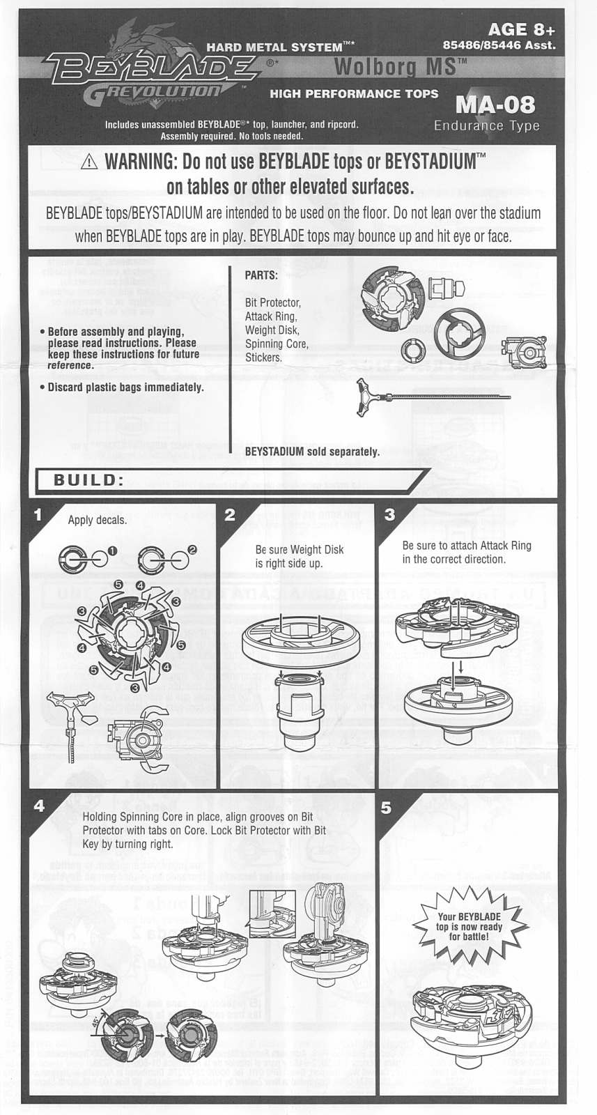 HASBRO Beyblade Grevolution Wolborg MS MA08 User Manual