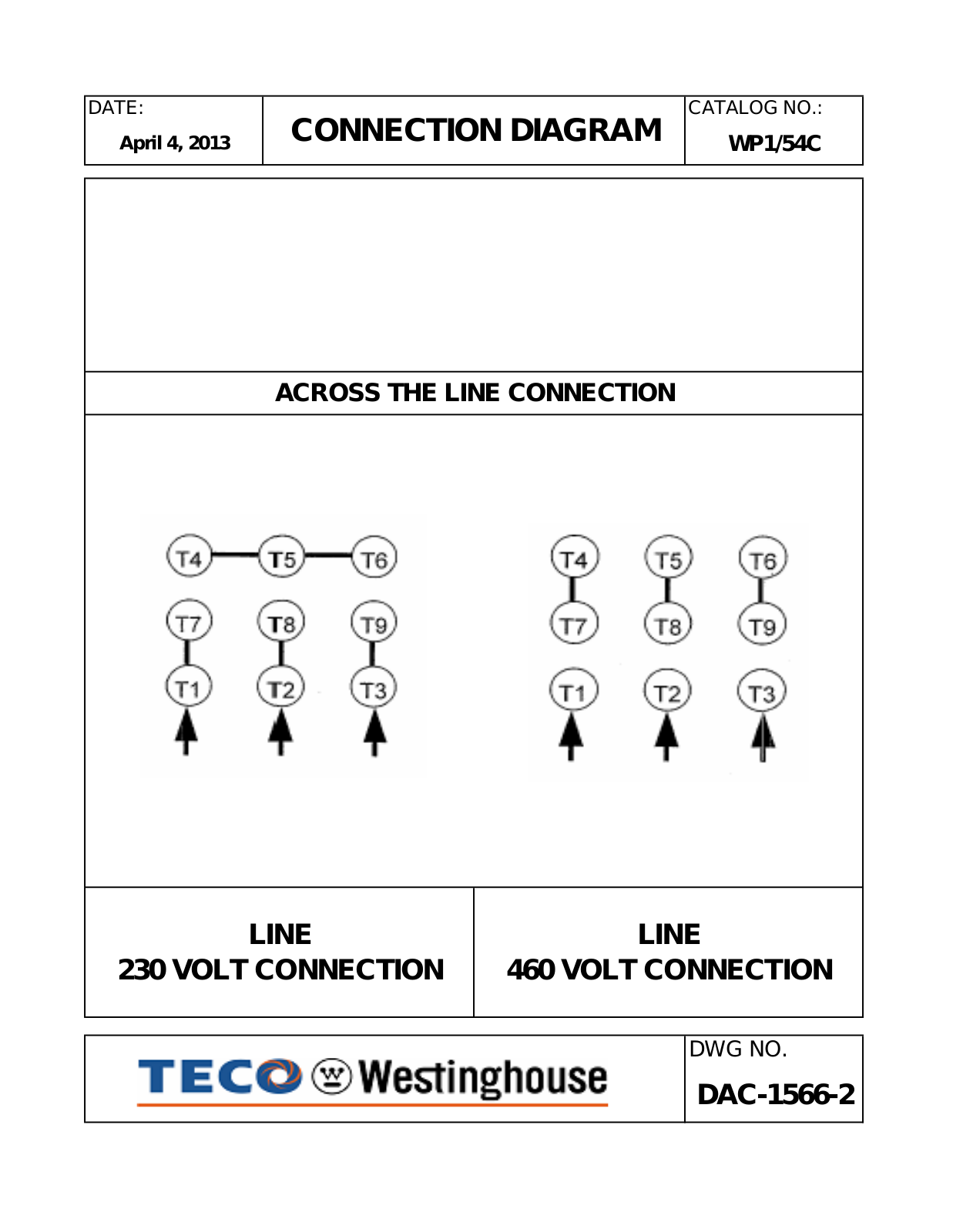 Teco WP1/54C Connection Diagram