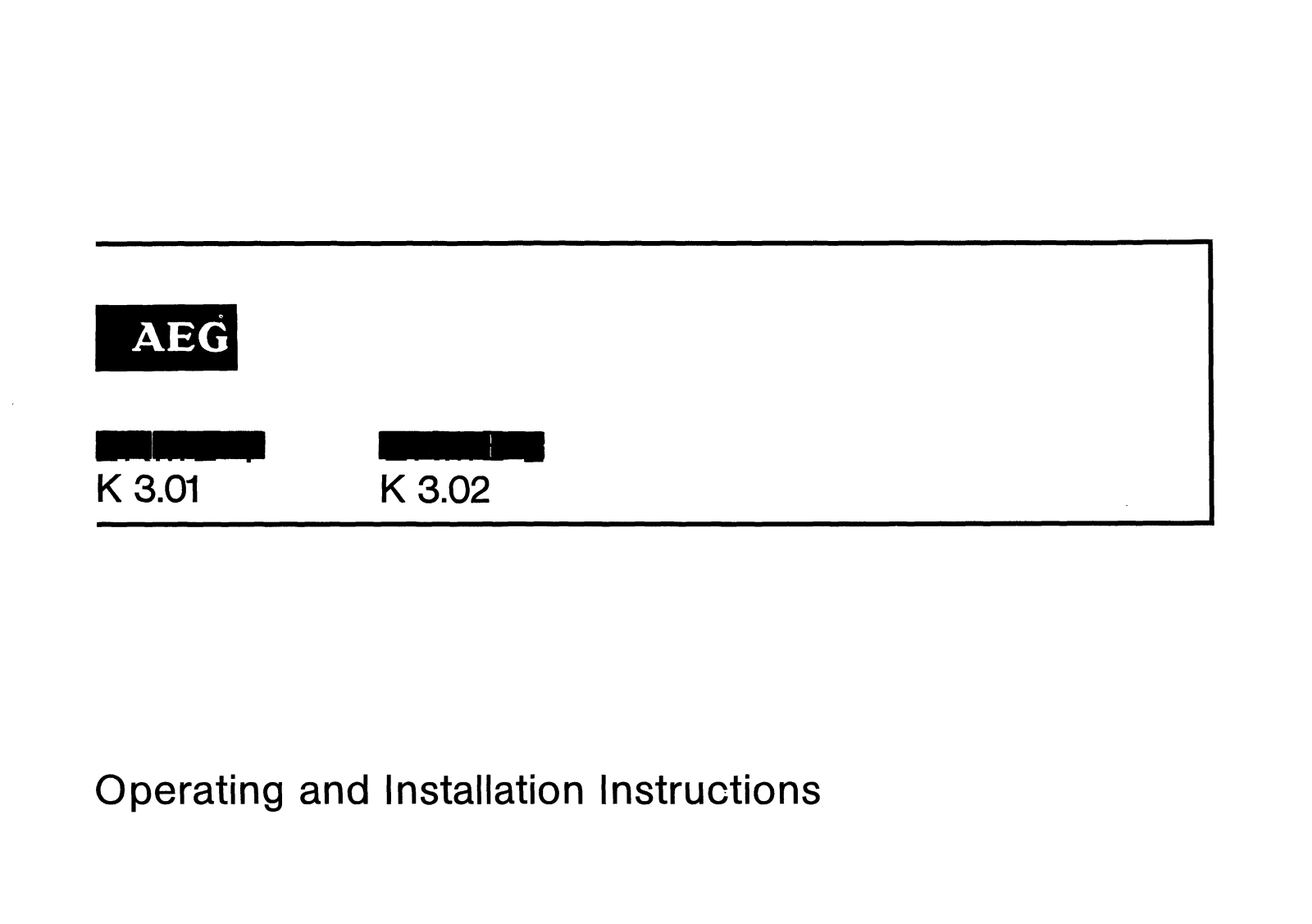 AEG K3.01 User Manual