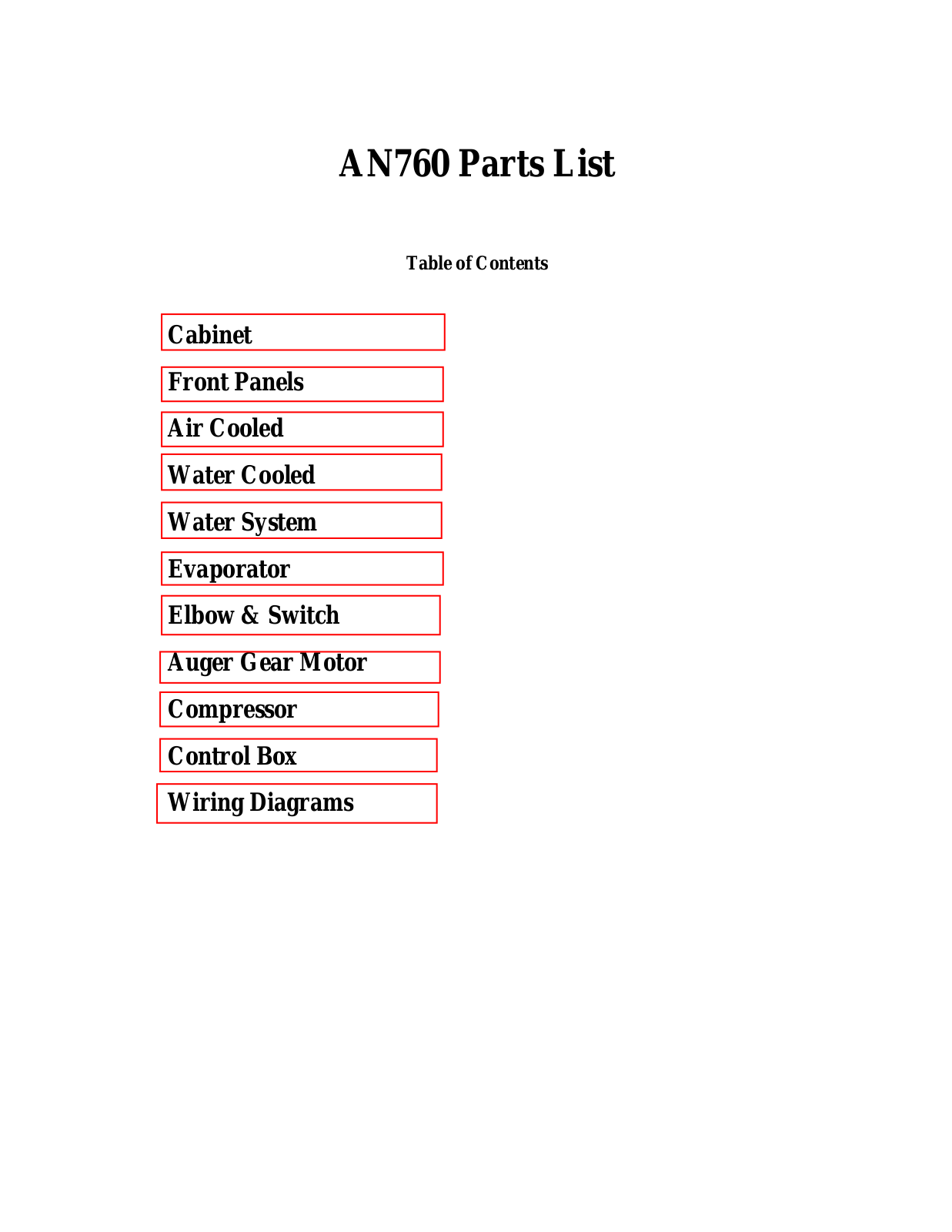 Scotsman AN760 Parts Manual