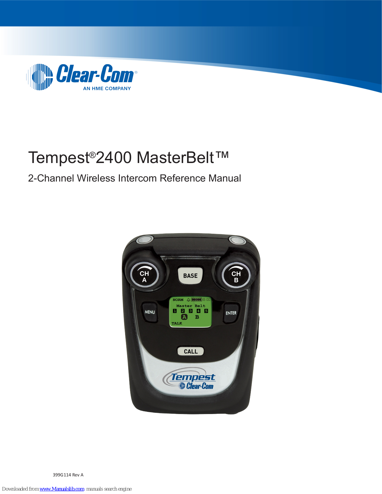 Clear-Com Tempest 2400 MasterBelt Reference Manual