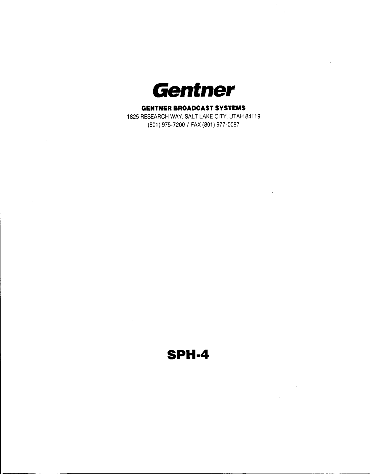 Gentner SPH-4 User Manual - ManualMachine.com