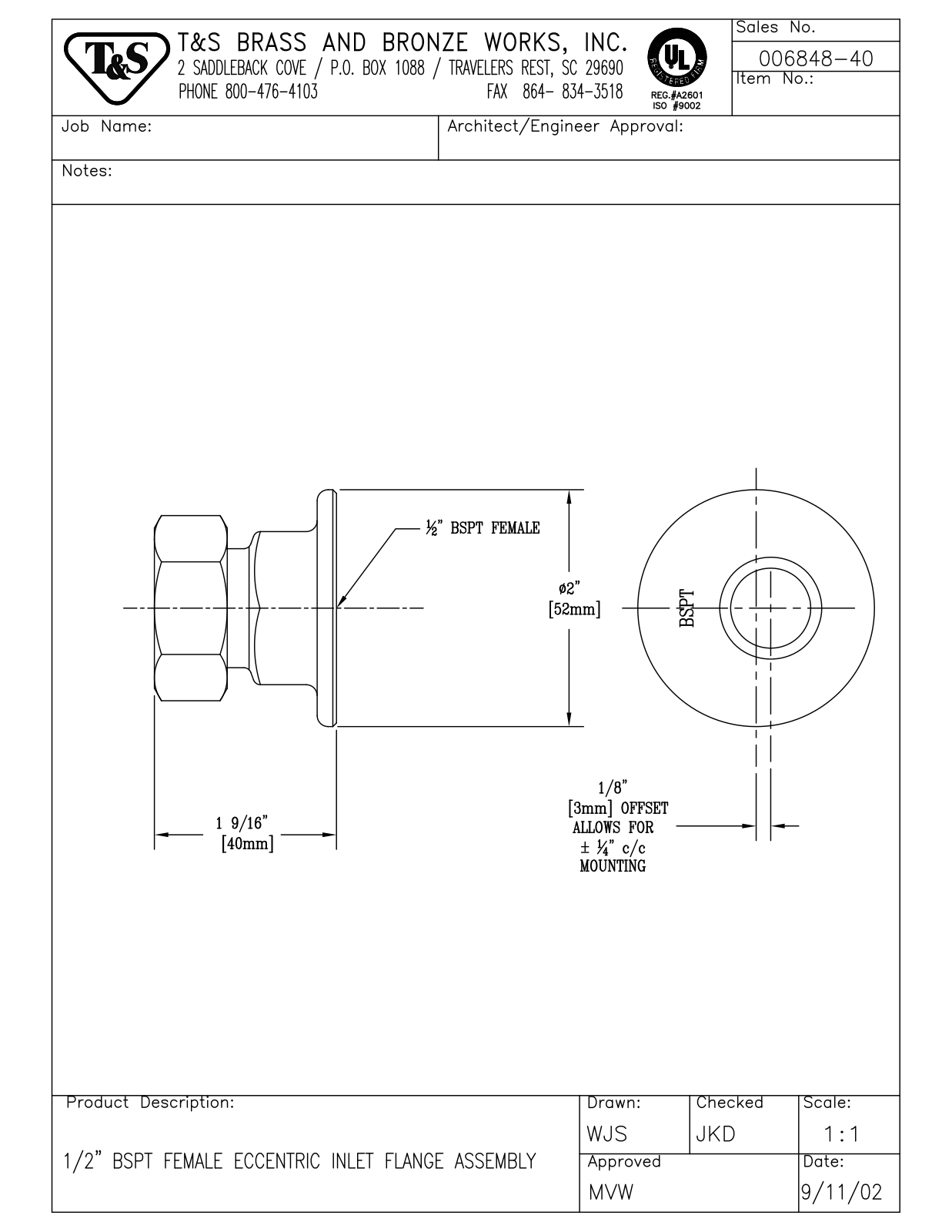 T&S Brass 006848-40 User Manual