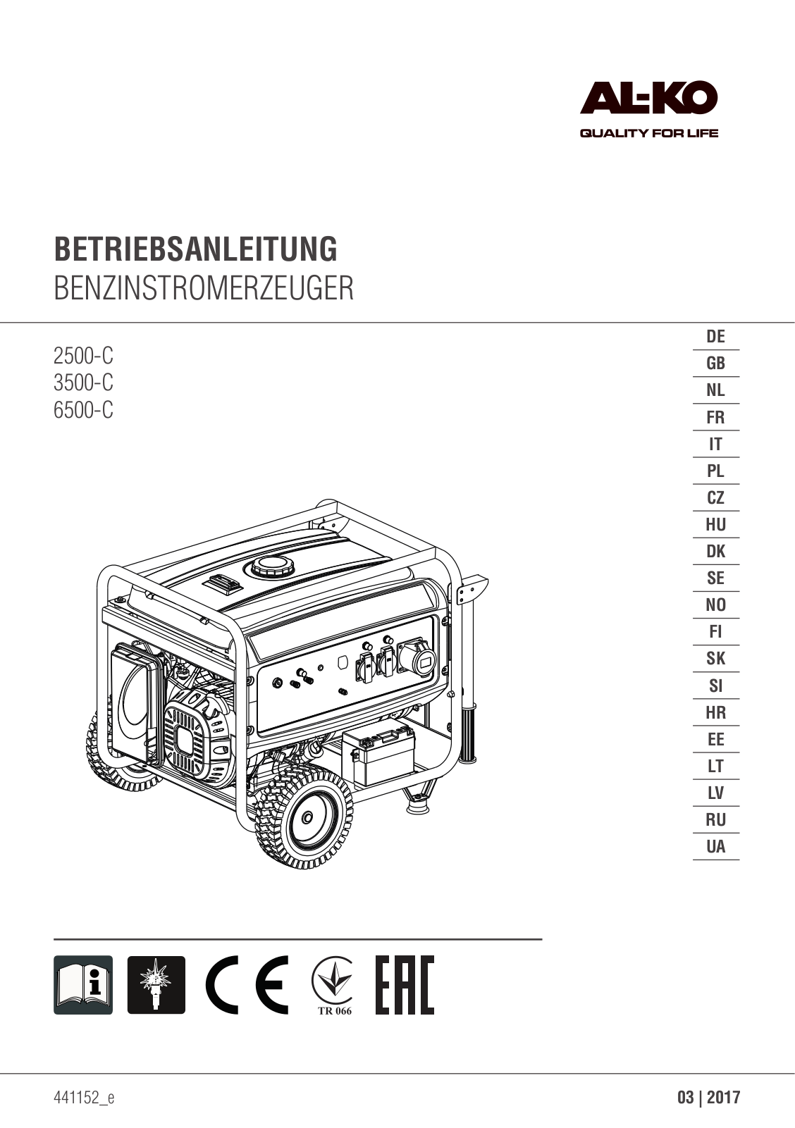 AL-KO 2500-C, 3500-C, 6500-C Service Manual