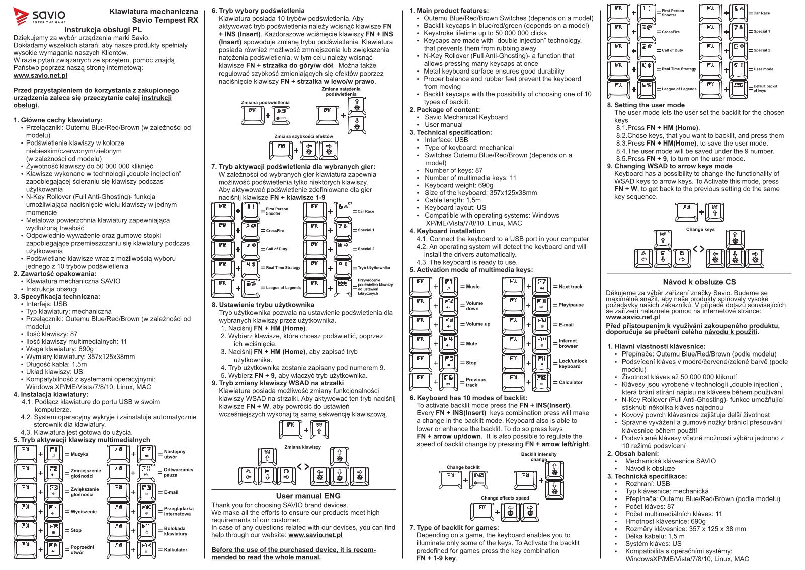 Savio Tempest RX User Manual