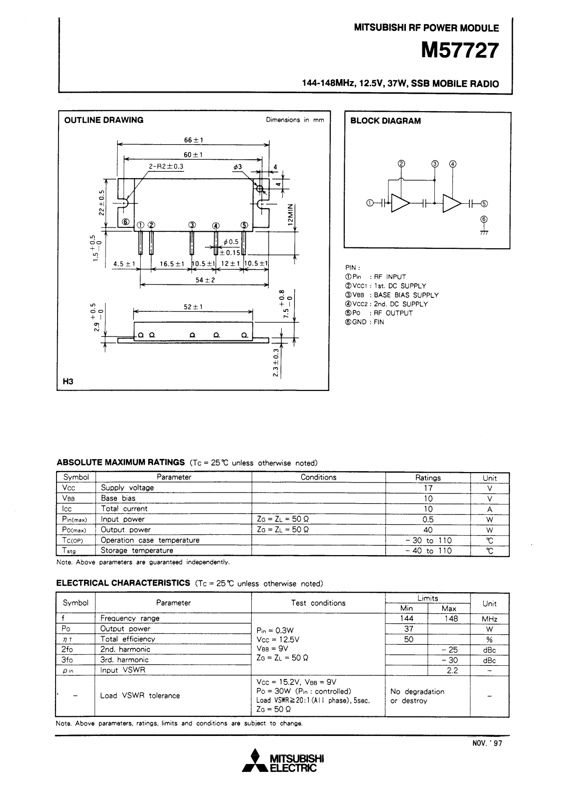 Mitsubishi M57727 Datasheet