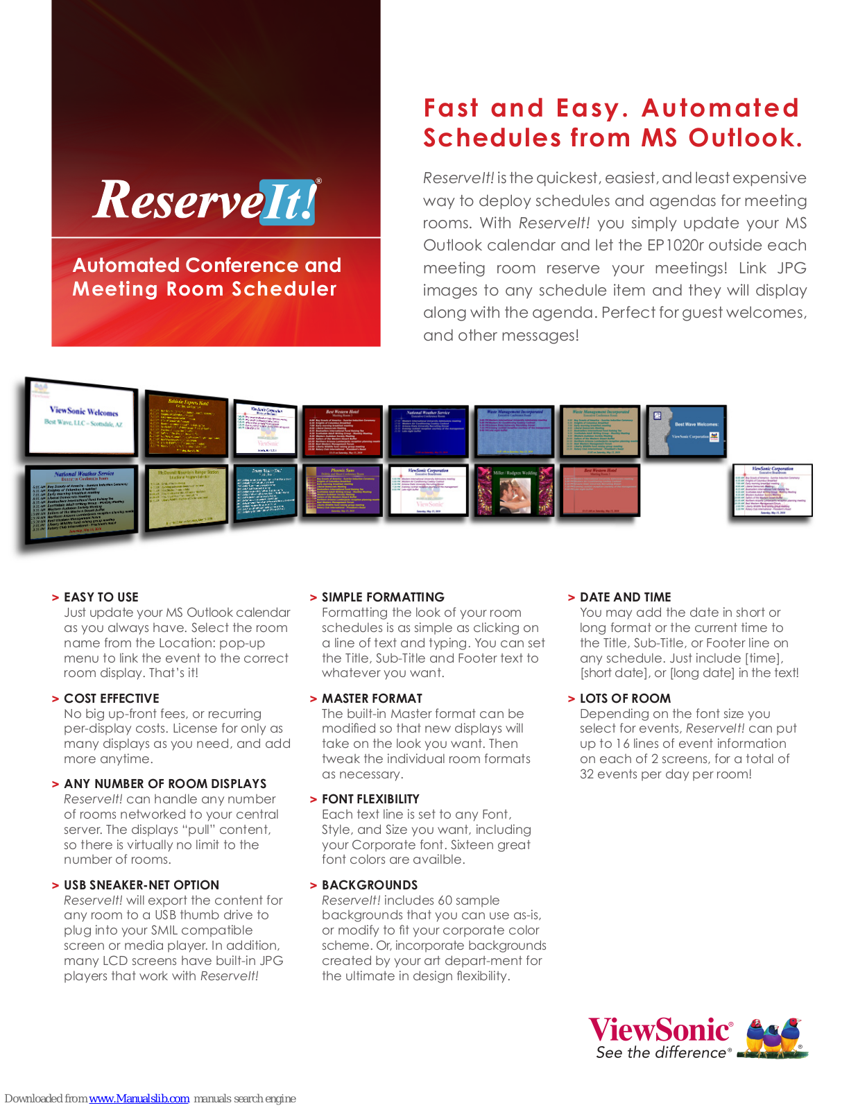 ViewSonic ReserveIt, SW-060, SW-061, SW-062, SW-063 Datasheet