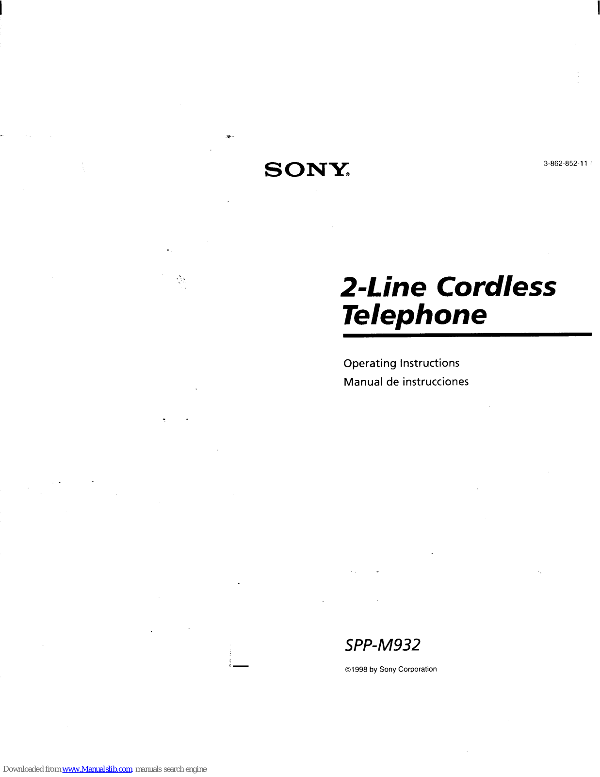 Sony SPP-M932 Primary, M932 - SPP Cordless Phone User Manual