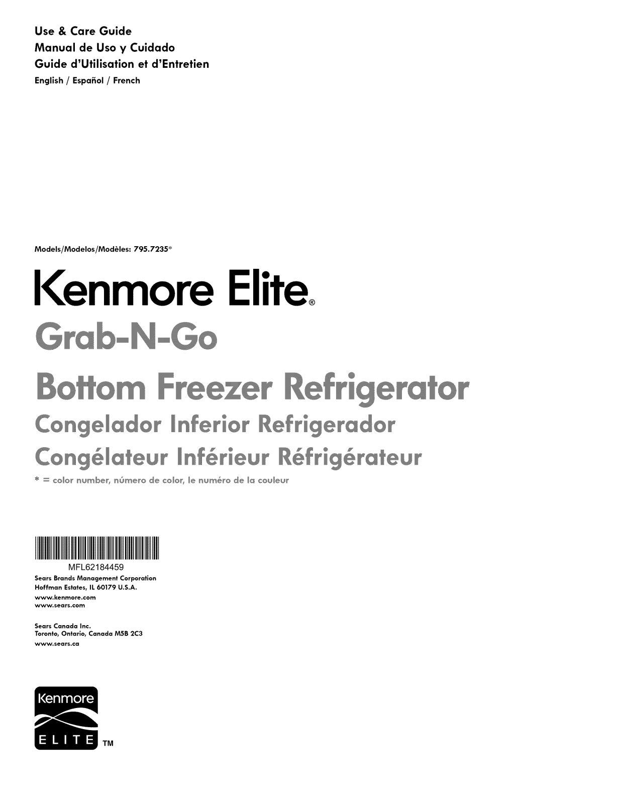 Kenmore Elite 79572353312, 79572353310 Owner’s Manual