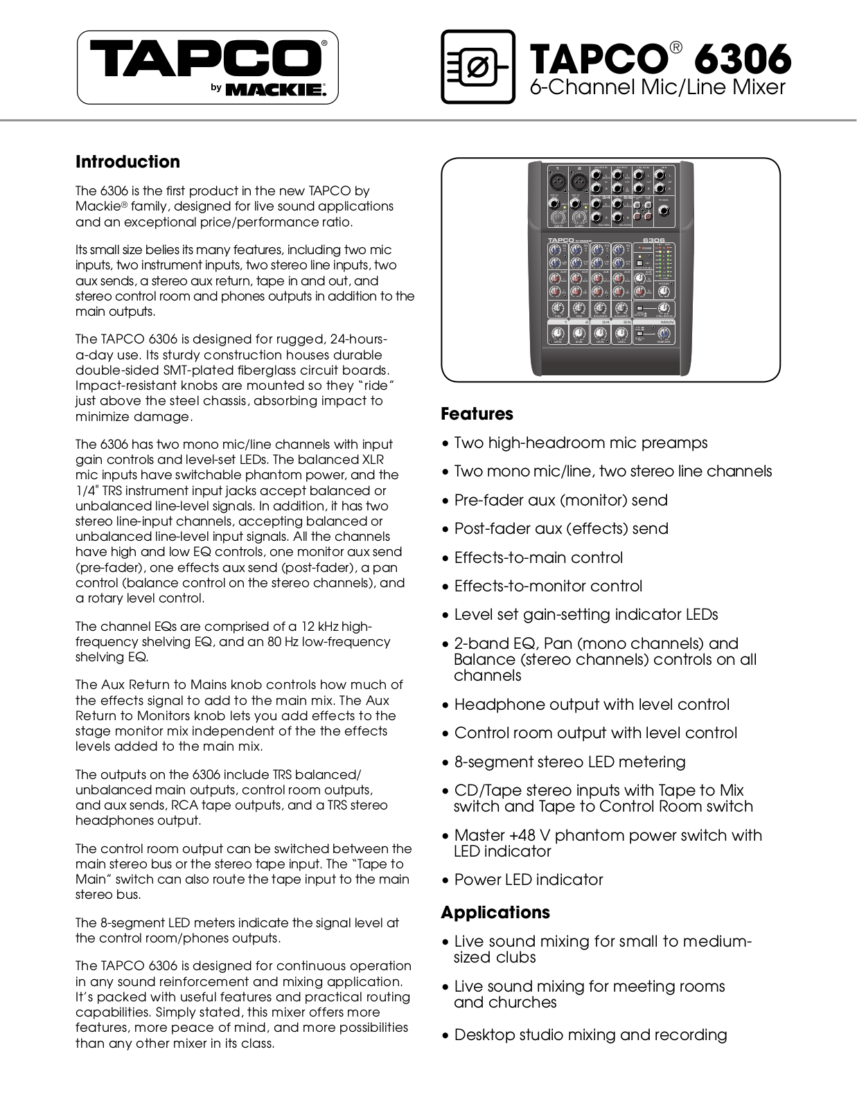 Tapco 6306 User Manual