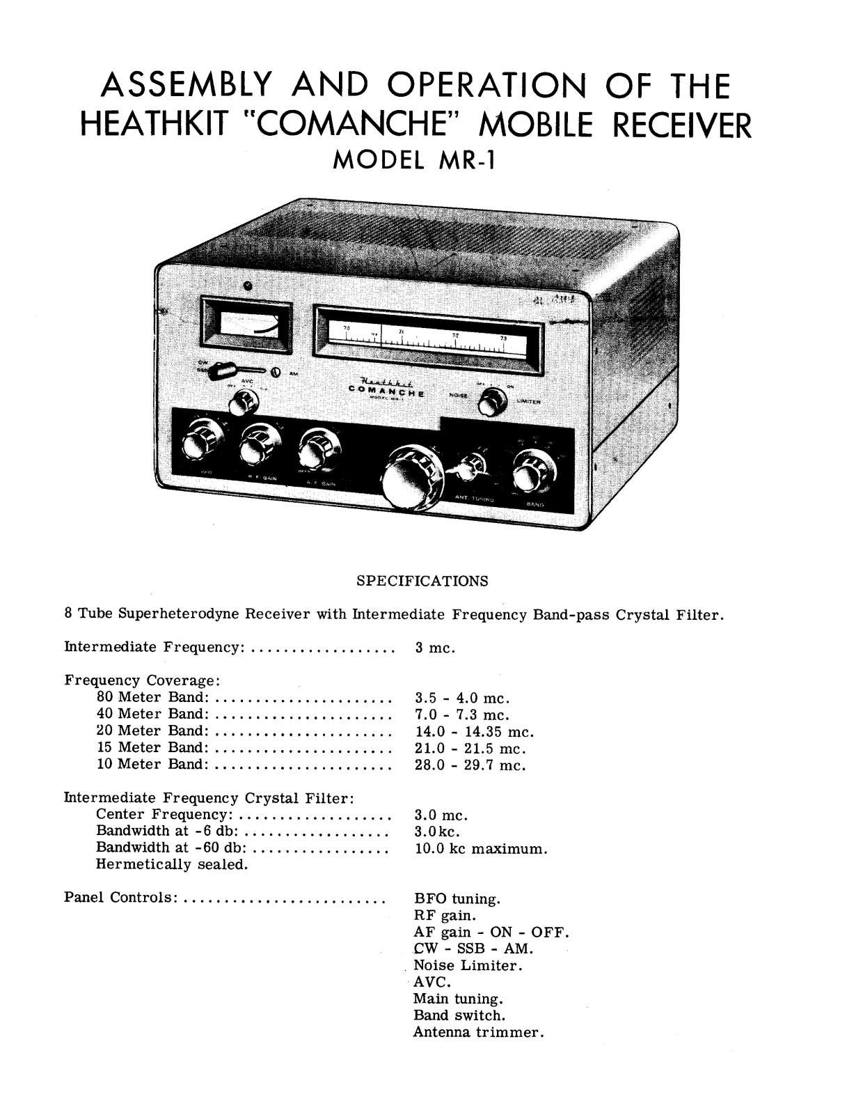 Heathkit mr 1 schematic