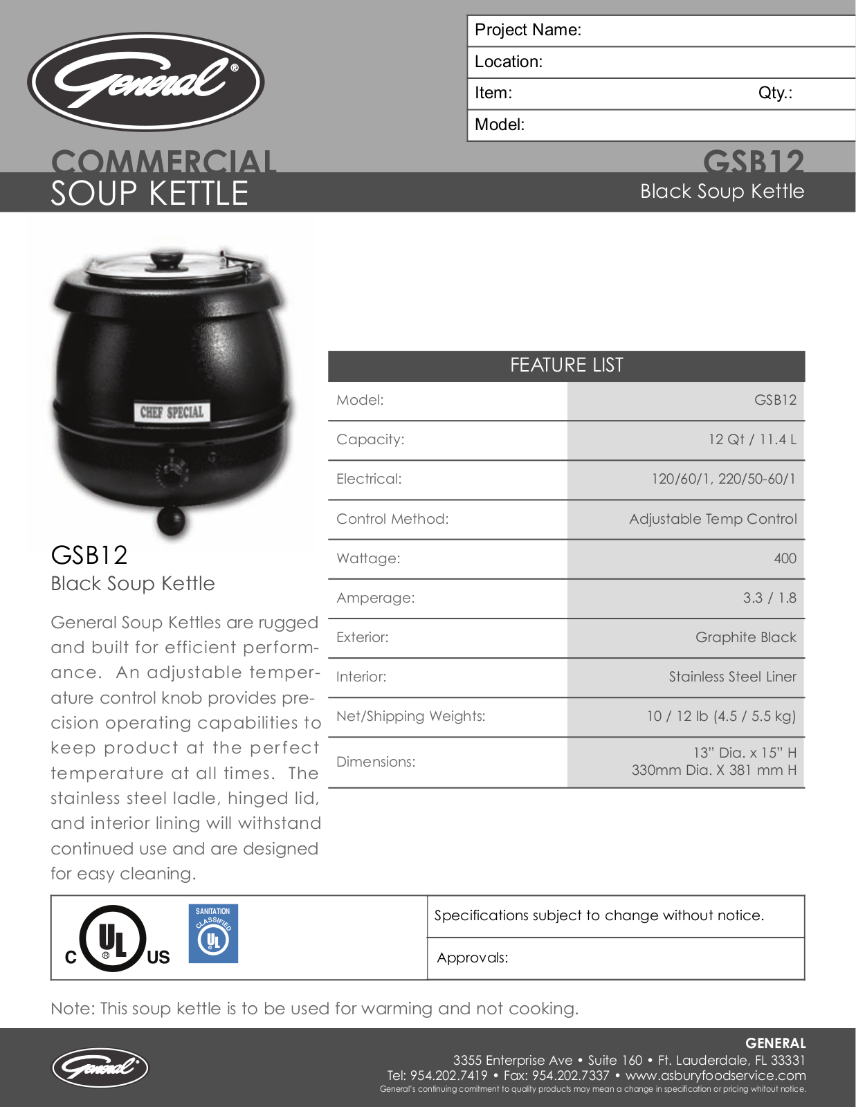 General GSB 12 Specifications