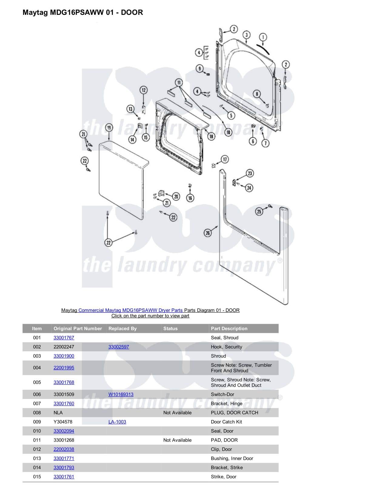 Maytag MDG16PSAWW Parts Diagram