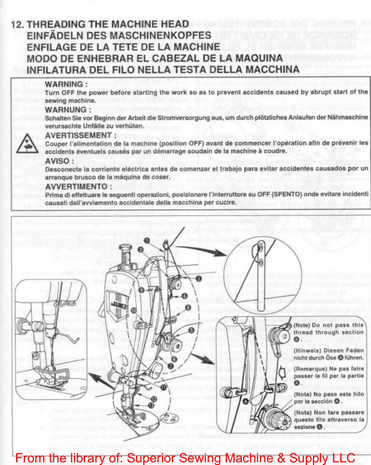 Juki DDL-9000 Threading Diagram