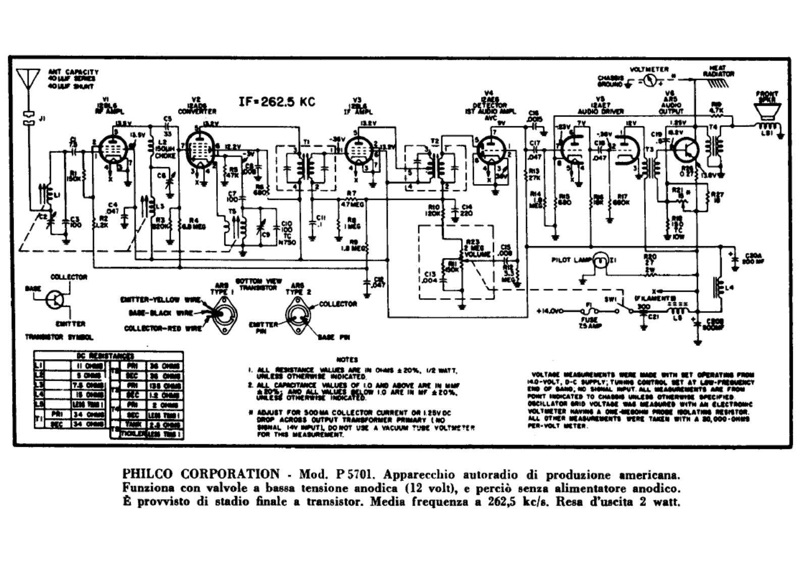 Philco P5701 Schematic