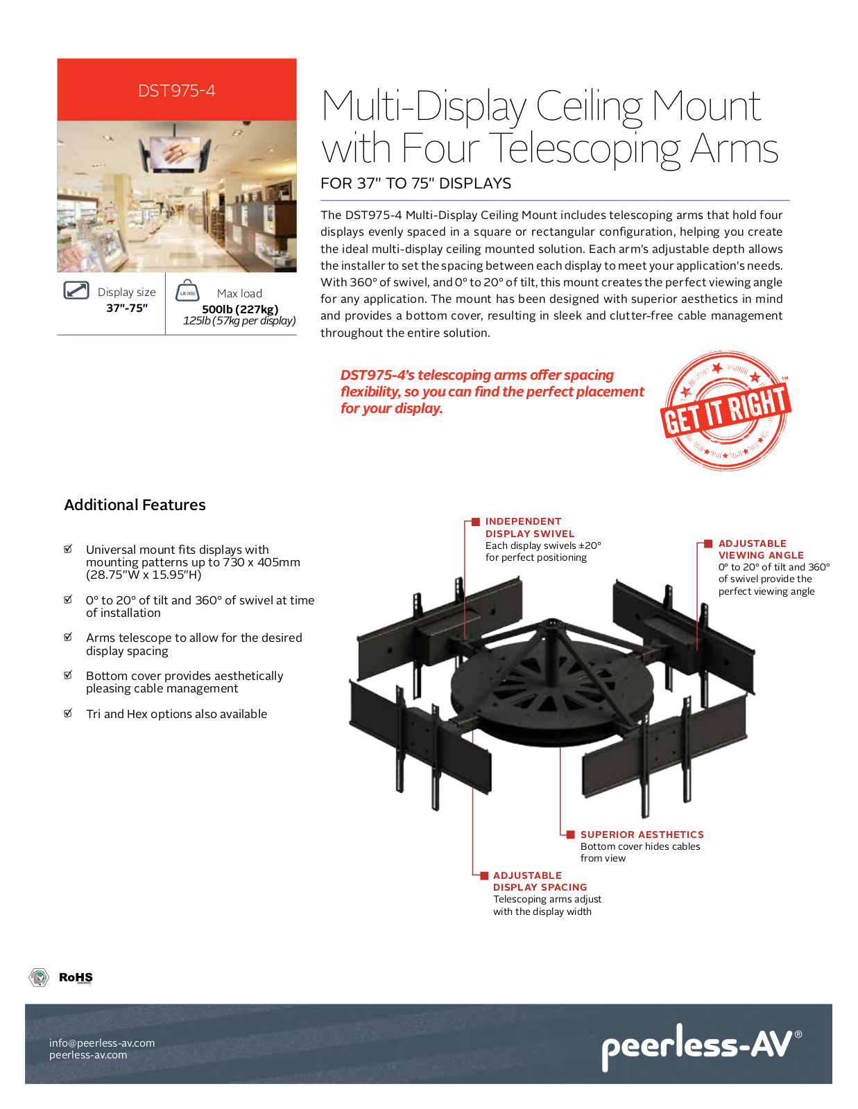 Peerless-AV DST975-4 Specsheet