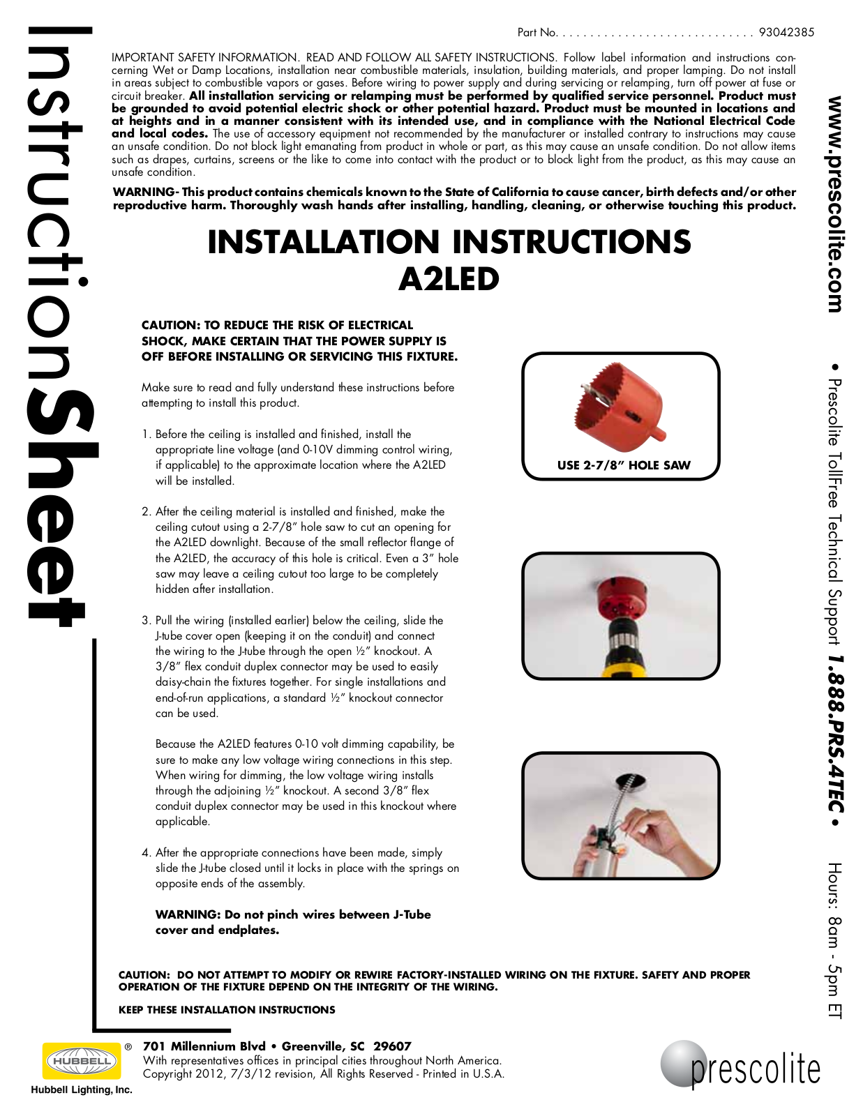 Prescolite A2LED User Manual - ManualMachine.com
