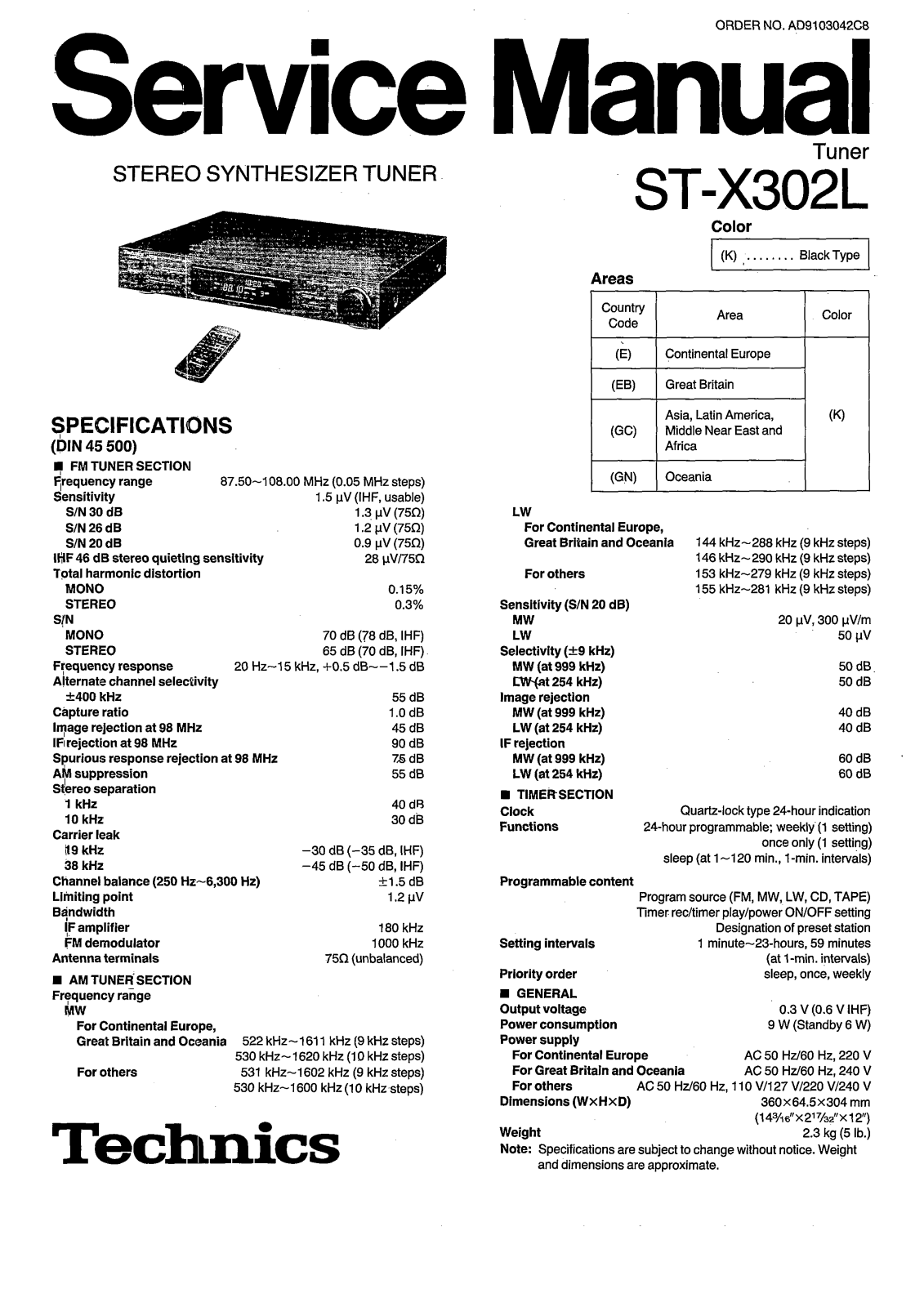 Technics STX-302-L Service manual