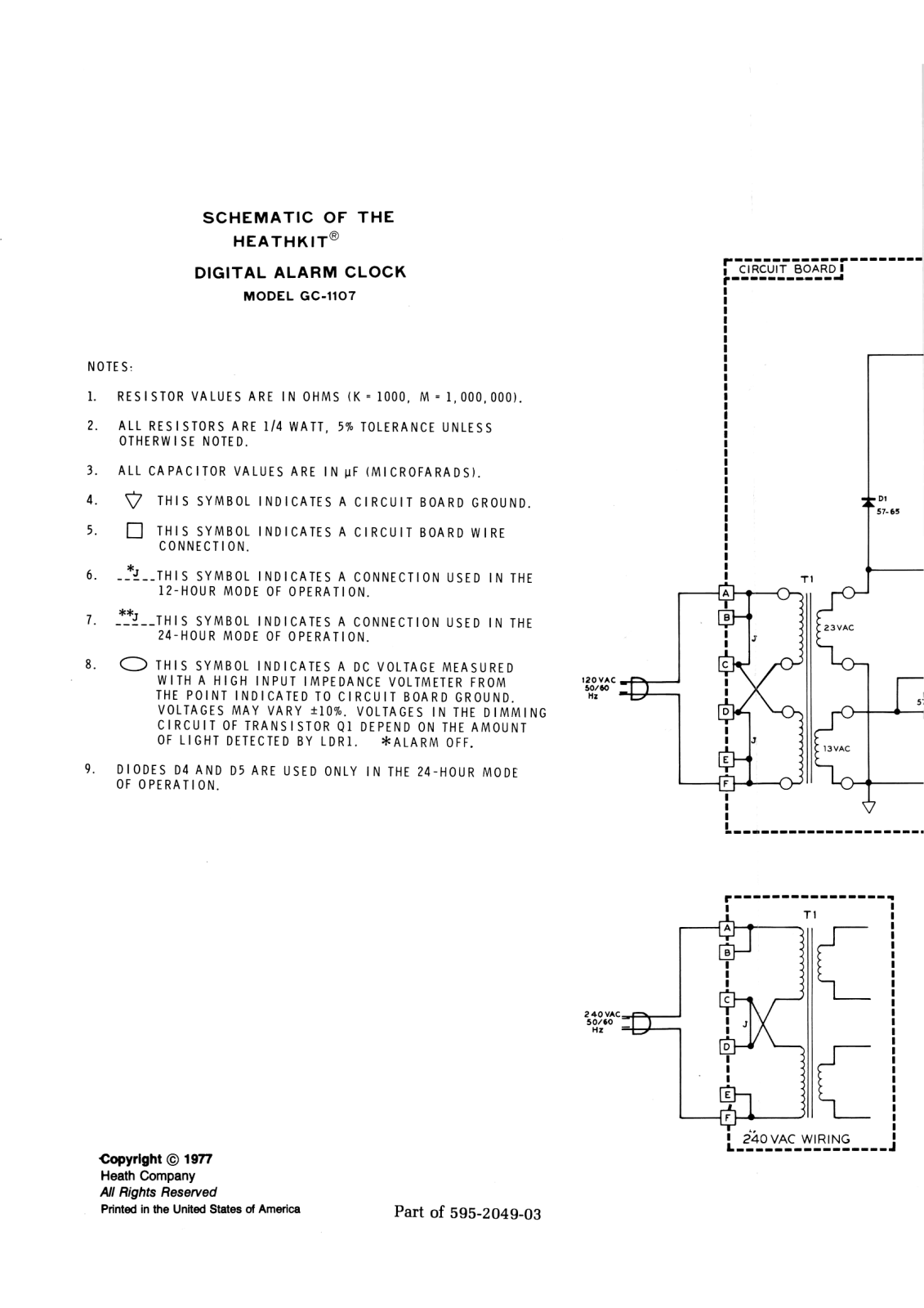 Heathkit GC-1107 Schematic