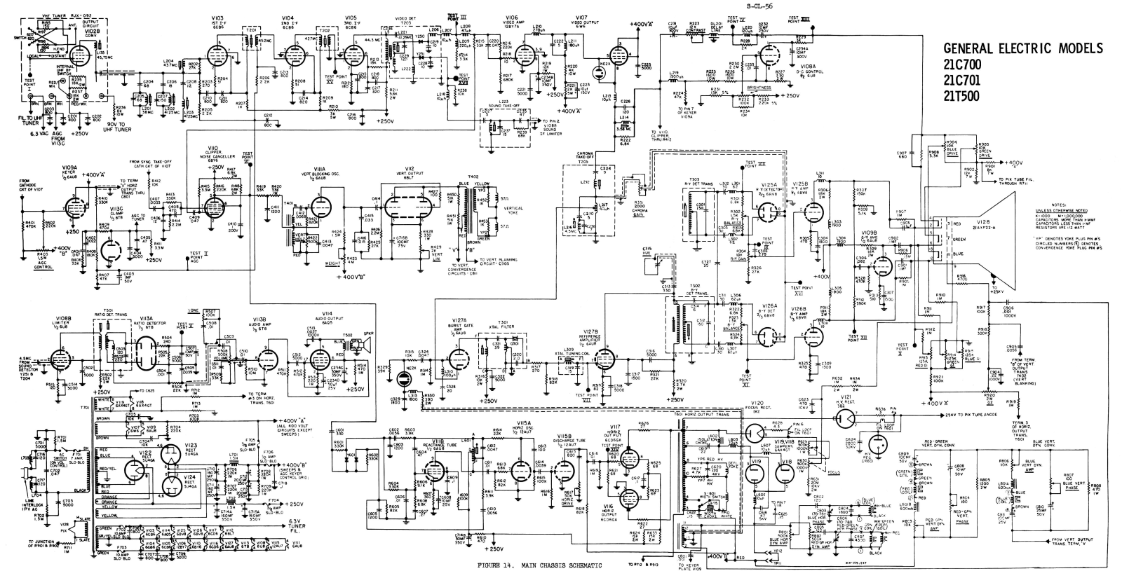 General Electric GE 21C700 etc Schematic