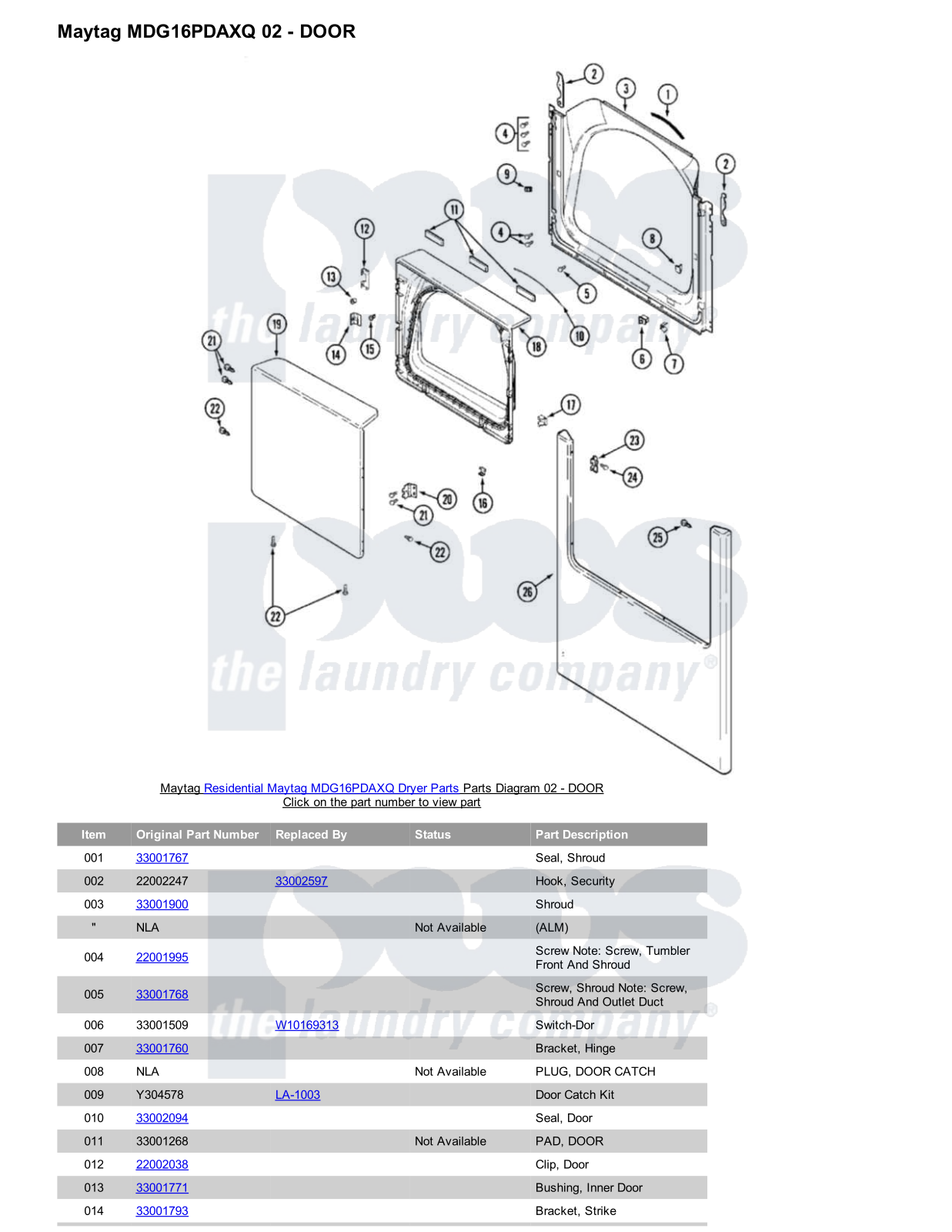 Maytag MDG16PDAXQ Parts Diagram