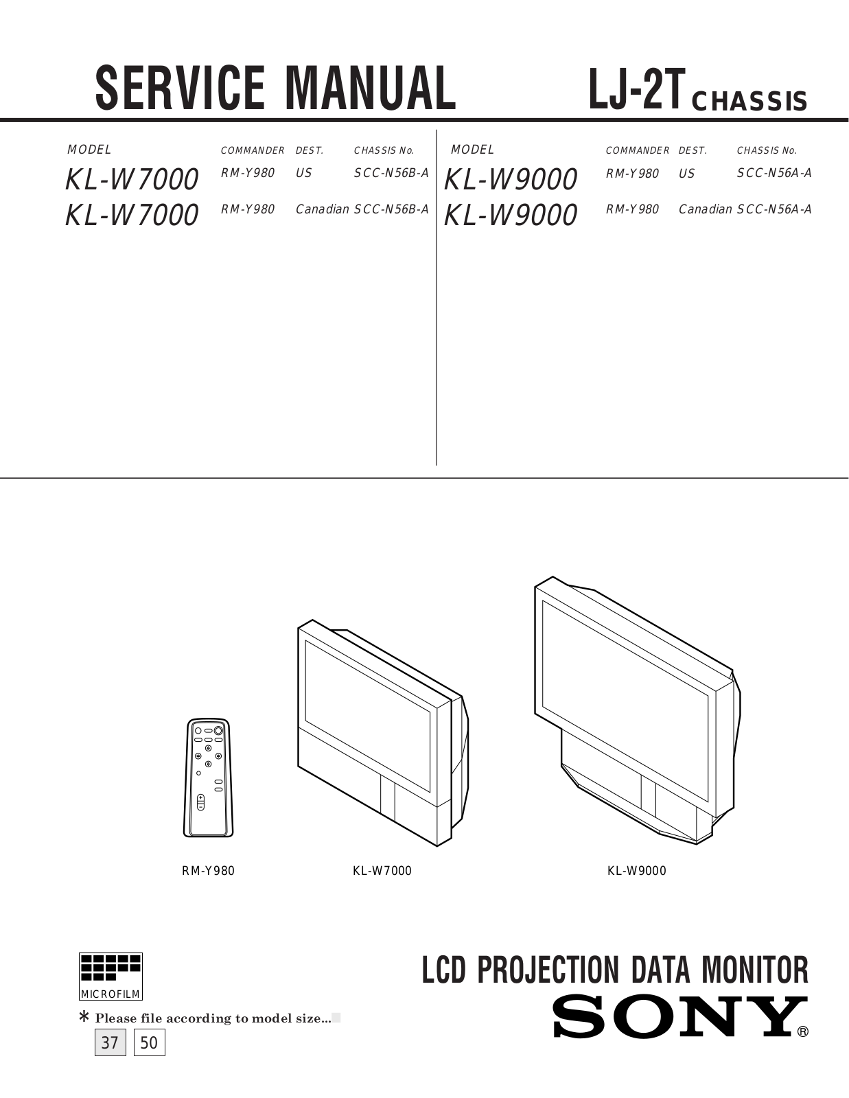 SONY RM-Y980, KL-W9000, SCC-N56B-A, RM-Y980 US User Manual
