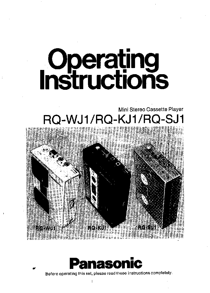 Panasonic RQ-SJ1, RQ-KJ1, RQ-WJ1 User Manual